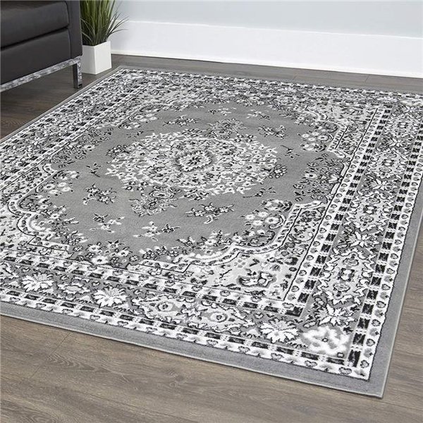 Home Dynamix Home Dynamix 769924532140 9 ft. 2 in. x 12 ft. 5 in. Lyndhurst Asiana Area Medallion Rug - Gray 769924532140